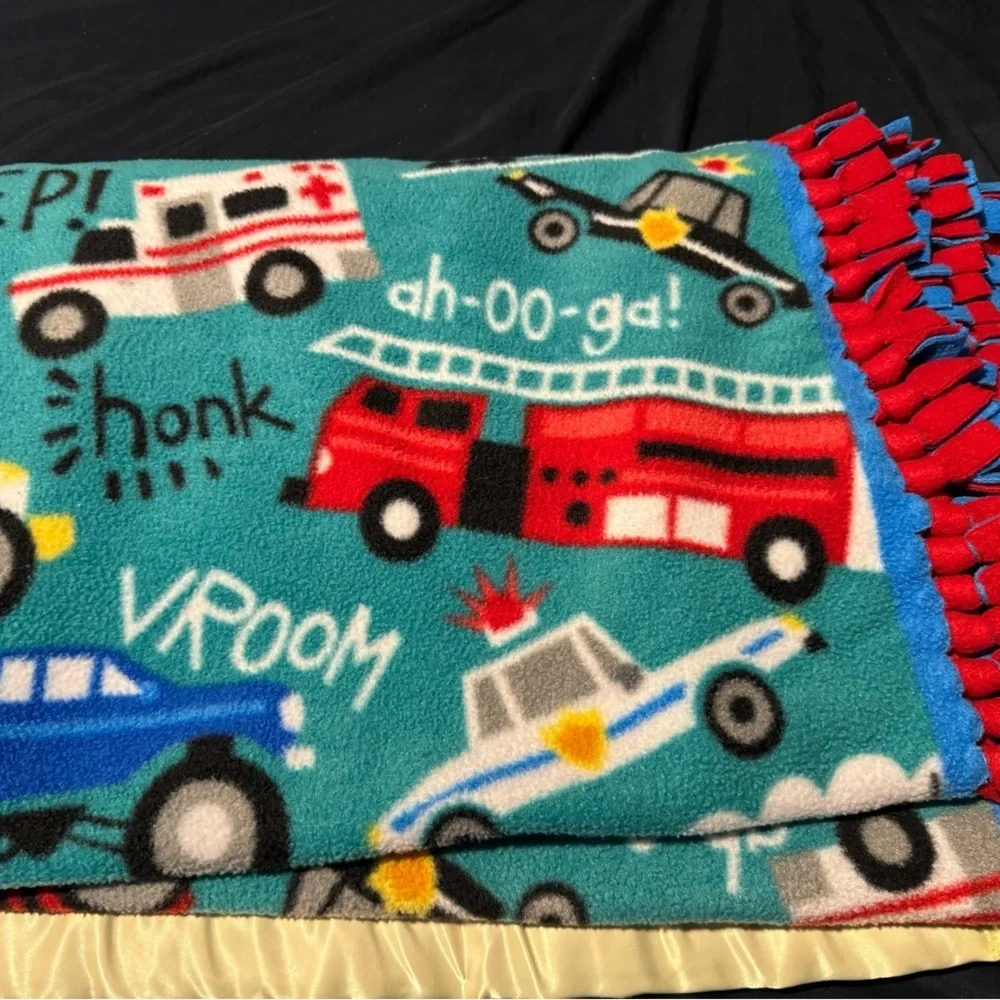 Boys Custom One of A Kind Trucks Blanket. Firetrucks police and more